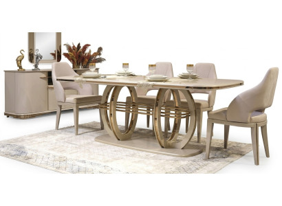 Esstisch Esszimmertisch Essecke Esszimmermöbel Tisch Holz Gold Beige