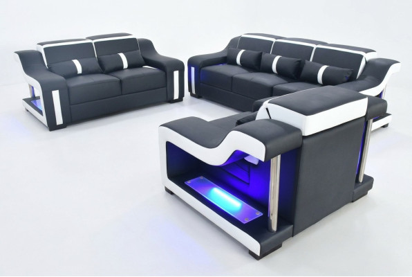 Sofagarnitur 3+2+1 Sitzer Set Design Sofa Polster Couchen Beleuchtet Couch