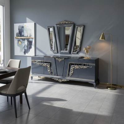 Sideboard Moderne Kommode Anrichte Schrank mit 3 Spiegel Stauraum Barock