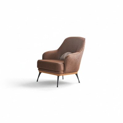 Gemütlicher Designer-Sessel aus Braunem Stoff für das Wohnzimmer Neu