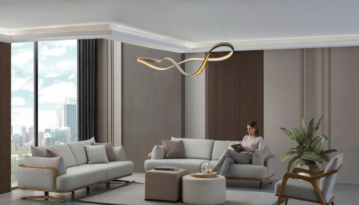 Möbel  Wohnzimmer Helles Farbe Set 2x 3-Sitzer Sofas und Sessel 3tlg.