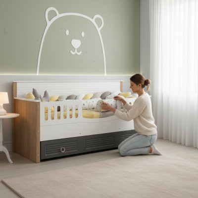 Bettrahmen Perfekte Kinderbett Holz Kinderzimmer Bettgestelle Grau