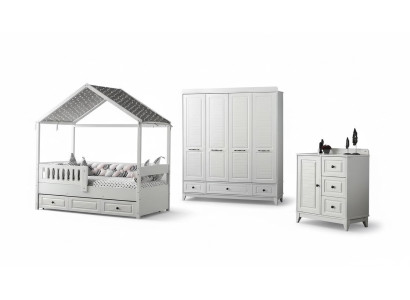 Modern Komplett Jugendzimmer Luxus Kinderzimmer Set 3tlg Weiß Farbe neu