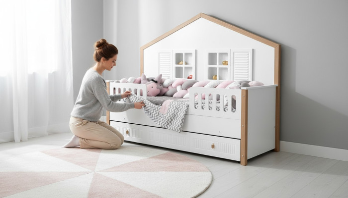 Bettrahmen Kinderbett Bett Kinderzimmer Kinderzimmermöbel Weiße Holz
