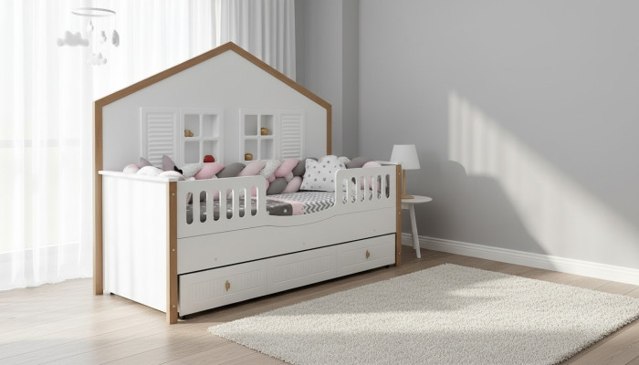 Bettrahmen Kinderbett Bett Kinderzimmer Kinderzimmermöbel Weiße Holz