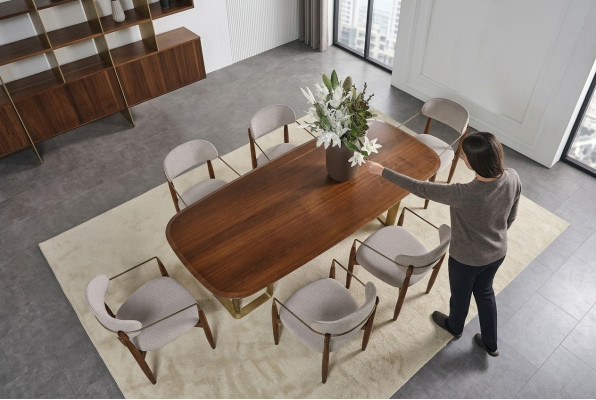 Modern Esszimmer Set Besteht aus Esstisch und 6x Stühle Braun 7tlg.