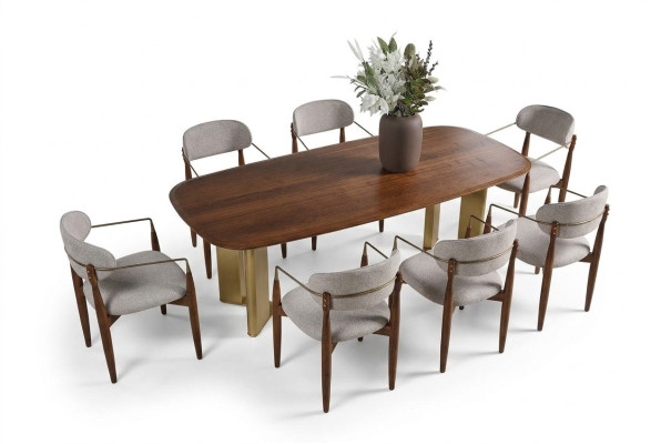 Modern Esszimmer Set Besteht aus Esstisch und 6x Stühle Braun 7tlg.