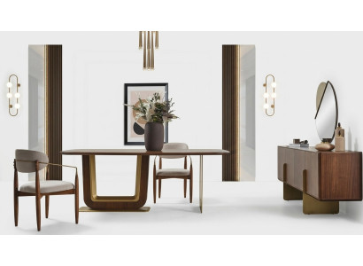 Esszimmer Set Modern Esstisch 4x Stühle und Anrichte mit Spiegel 7tlg.