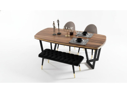 Esszimmer Set Besteht aus Esstisch+4x Stühle und Bank Braun Farbe 6tlg.