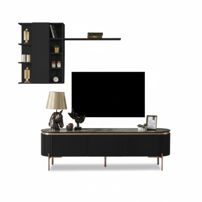 Luxuriös 2tlg.Wohnzimmer Set TV Lowboard und Wandschrank mit Regal