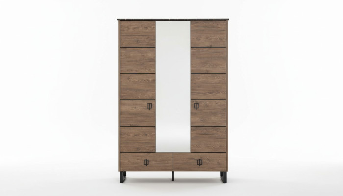 Brauner Kleiderschrank Designer Schlafzimmer Glasschrank Luxus Holz Möbel
