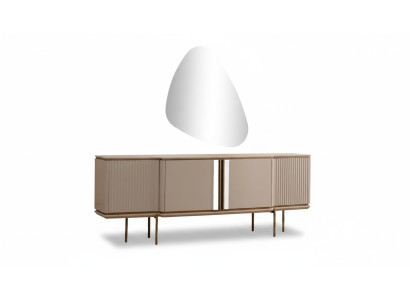 Beige Esszimmer Anrichte 2-türig Luxuriöser Spiegel Moderne Holz Möbel