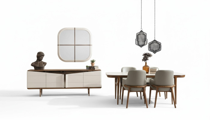Braun-Weiße Esszimmer Möbel Designer Esszimmergarnitur Luxus 9tlg Set