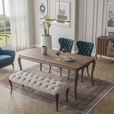 Chesterfield Esszimmer Bank und 4X Polsterstühle Esszimmer Esstisch