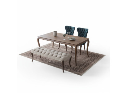 Chesterfield Esszimmer Bank und 4X Polsterstühle Esszimmer Esstisch