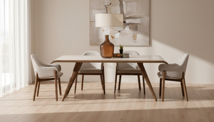 Brauner Exklusiver Esszimmer Set Esstisch 6x Stühle Polsterstühle 7tlg