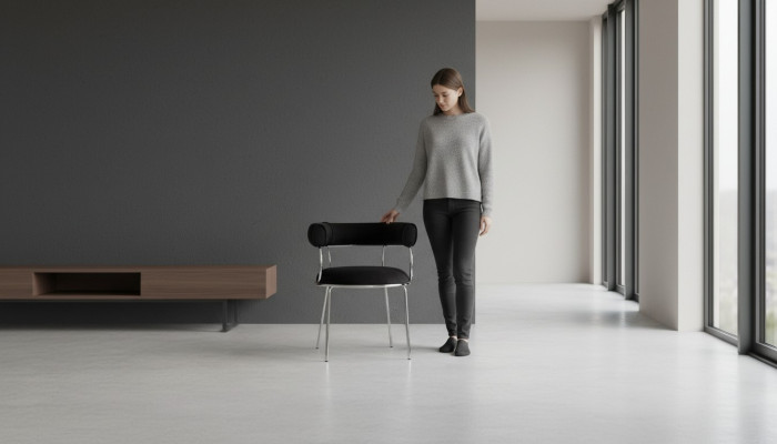 Designer Schwarzer Barhocker Luxuriöse Esszimmer Metallrahmen Stühle