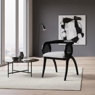 Grau-Schwarzer Designer Stuhl Luxuriöser Einsitzer Esszimmer Stühle