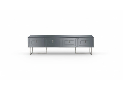 Graues Lowboard Exklusives RTV-Board Wohnzimmer Glas Schrank 4-türig