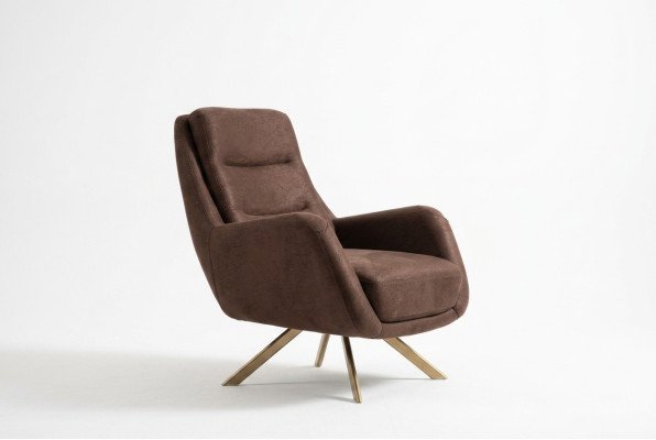 Brauner Velour Sessel Moderner Armlehnensessel Wohnzimmer Textil Möbel