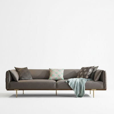 Graues Edelstahlsofa Wohnzimmer 3-Sitzer Polstercouchen Textilsofas Neu