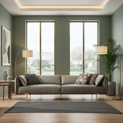 Grüner 3-Sitzer Wohnzimmer Ledersofas Designer Exklusive Couch Sofas