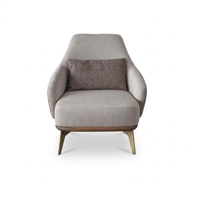Exklusiver Sessel Wohnzimmer Textil Einsitzer Design Stilvolle Holzfüße