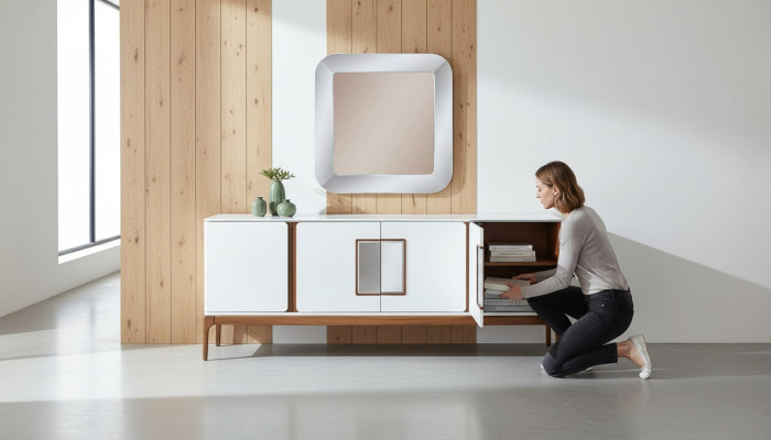Luxus Esszimmer Set Anrichte Spiegel 2 tlg Modern Essgruppe Kommode