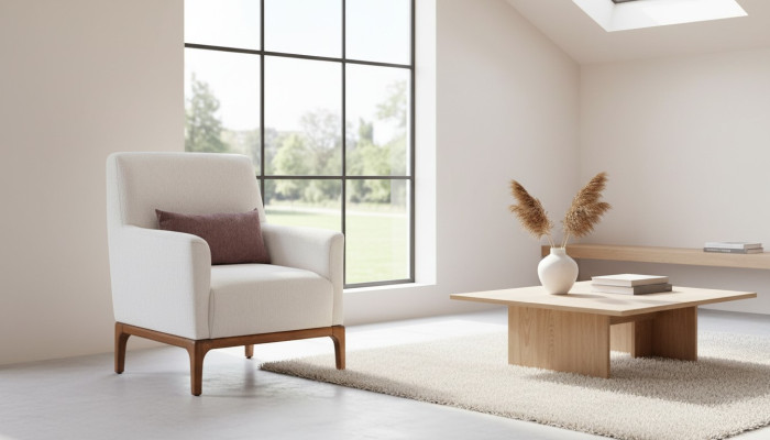 Design Sessel 1 Sitzer Luxus Relax Textil Weiß Sessel in Wohnzimmer Club Lounge