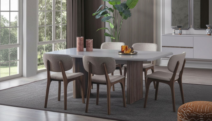 Designer Esszimmer set Besteht aus 5tlg. Esstisch und 4x Modern Stühle