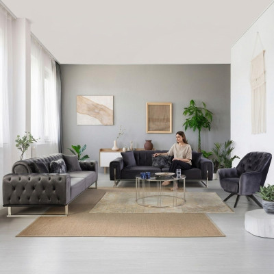 Designer Wohnzimmer Set Sofagarnitur 3+3+1 Sitz Möbel Garnituren 3tlg.