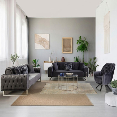 Designer Wohnzimmer Set Sofagarnitur 3+3+1 Sitz Möbel Garnituren 3tlg.