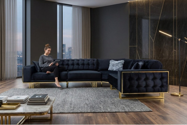 Exclusive Ecksofa Modern L-form Designer Stil Möbel Wohnzimmer Eckgarnitur