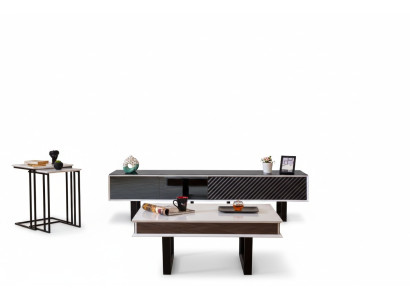 Modern Wohnzimmer Set 6 tlg TV-Ständer Design Wandschrank Holz Einrichtung