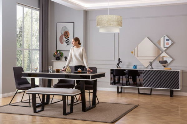 Designer Esszimmer Set 10tlg Luxus Möbel stilvoll Essgruppe Anrichte
