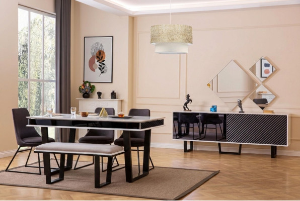 Designer Esszimmer Set 10tlg Luxus Möbel stilvoll Essgruppe Anrichte