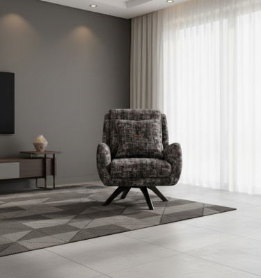 Designer Sessel Wohnzimmer Luxus Möbel Grau Stil Einsitzer Lounge Club