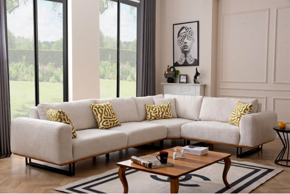 Luxus Ecksofa L Form Stoffsofa Couch Sofa Weiße Polstersofa Sitz Eckgarnitur