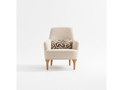 Design Sessel Beige Farbe Wohnzimmer Holz Stilvoll Lounge Club Möbel