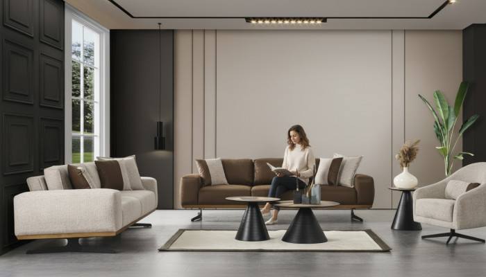 Sofagarnitur 4+3+1 Sitz Luxus Möbel Sofas Wohnzimmer Couch Sofa 3tlg