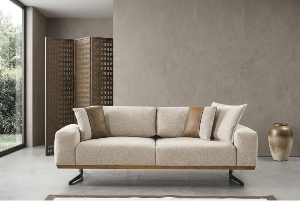 Designer Dreisitzer Sofa Beige Farbe Luxus Möbel in Wohnzimmer 225cm