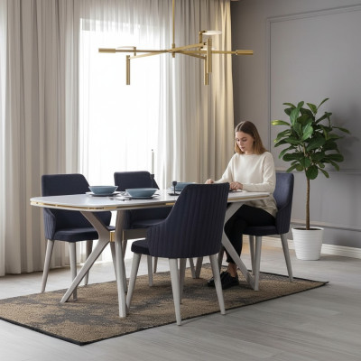 Moderne 7tlg. Esszimmer Garnitur Set Tisch 6x Stühle Moderne Essgarnitur Sets