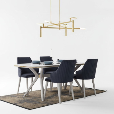 Moderne 7tlg. Esszimmer Garnitur Set Tisch 6x Stühle Moderne Essgarnitur Sets