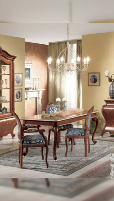 Klassischer Esszimmer Set Luxus Tisch 2x Armlehnenstühle Holz Gruppe 5tlg