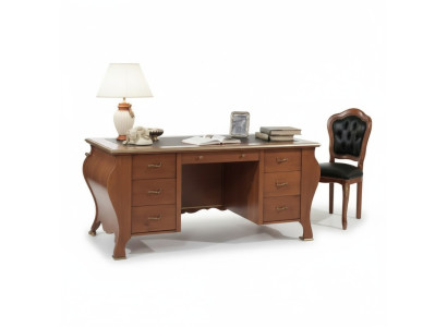Bürotisch klassisches Design Schreibtisch braunem Holz Tisch Möbel