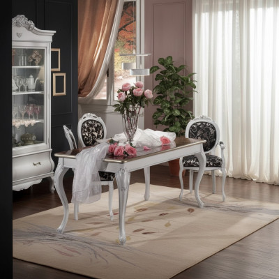Design Esszimmer Holzmöbel 4x Stuhl weiß Tisch Essgruppe Essgarnitur Set 5tlg