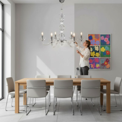 Kristalllüster Luster Decken Hänge Lampen Kronleuchter 6x Lampen neu