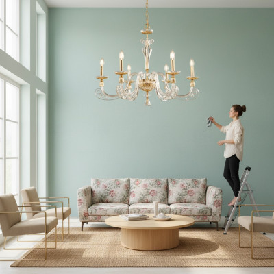 Deckenleuchte Luxus Kronleuchter Kristall Lampe Hängeleuchte Goldene Lampen