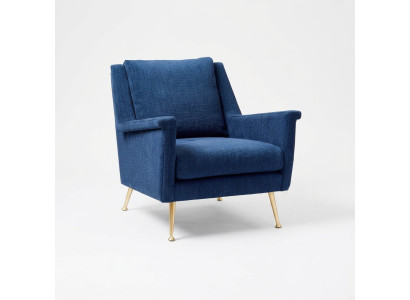Design Luxus Blau Chair Sessel Sofa 1 Sitzer Fernseh Sofa Stoff Textil