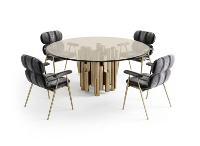 Designer Tisch Gold Esszimmertisch Rund Glas Rund Tische Moderner luxuriöse